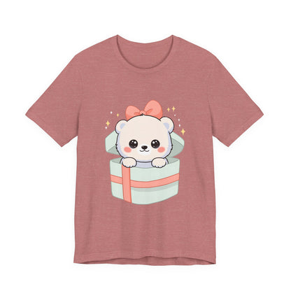 Kawaii Polar Bear Tee, Cute Gift Box Cub Unisex Shirt