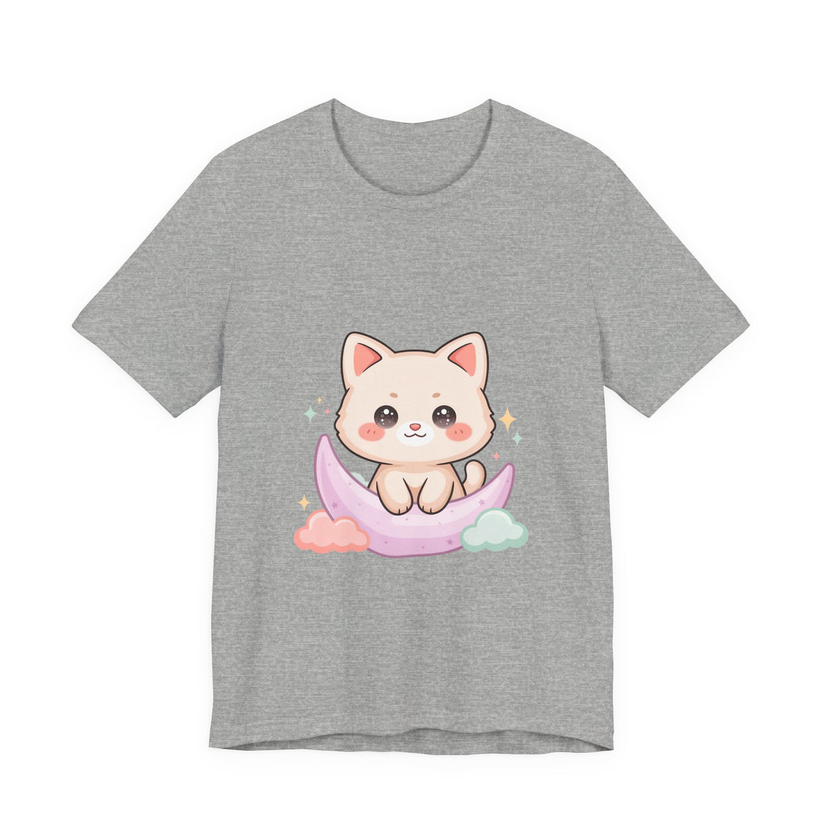 Kawaii Cat Moon T-Shirt for Cozy Night Owls