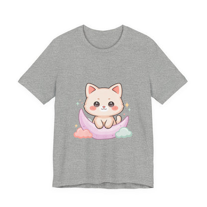 Kawaii Cat Moon T-Shirt for Cozy Night Owls