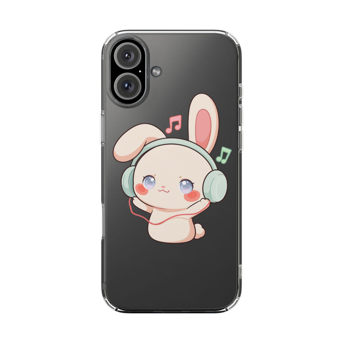 Kawaii Bunny Phone Case, Cute Music Lover Gift