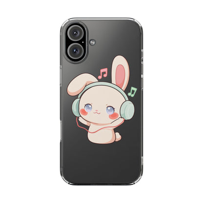 Kawaii Bunny Phone Case, Cute Music Lover Gift