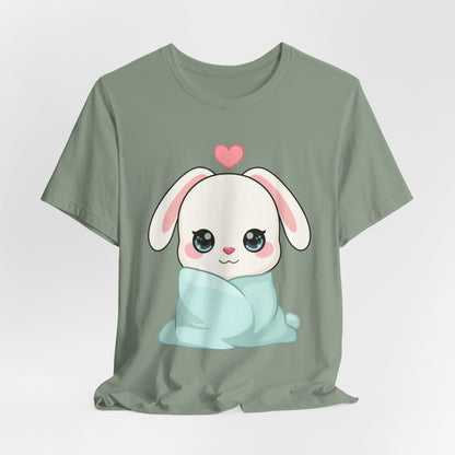 Cozy Bunny T-Shirt, Kawaii Blanket Bunny Tee