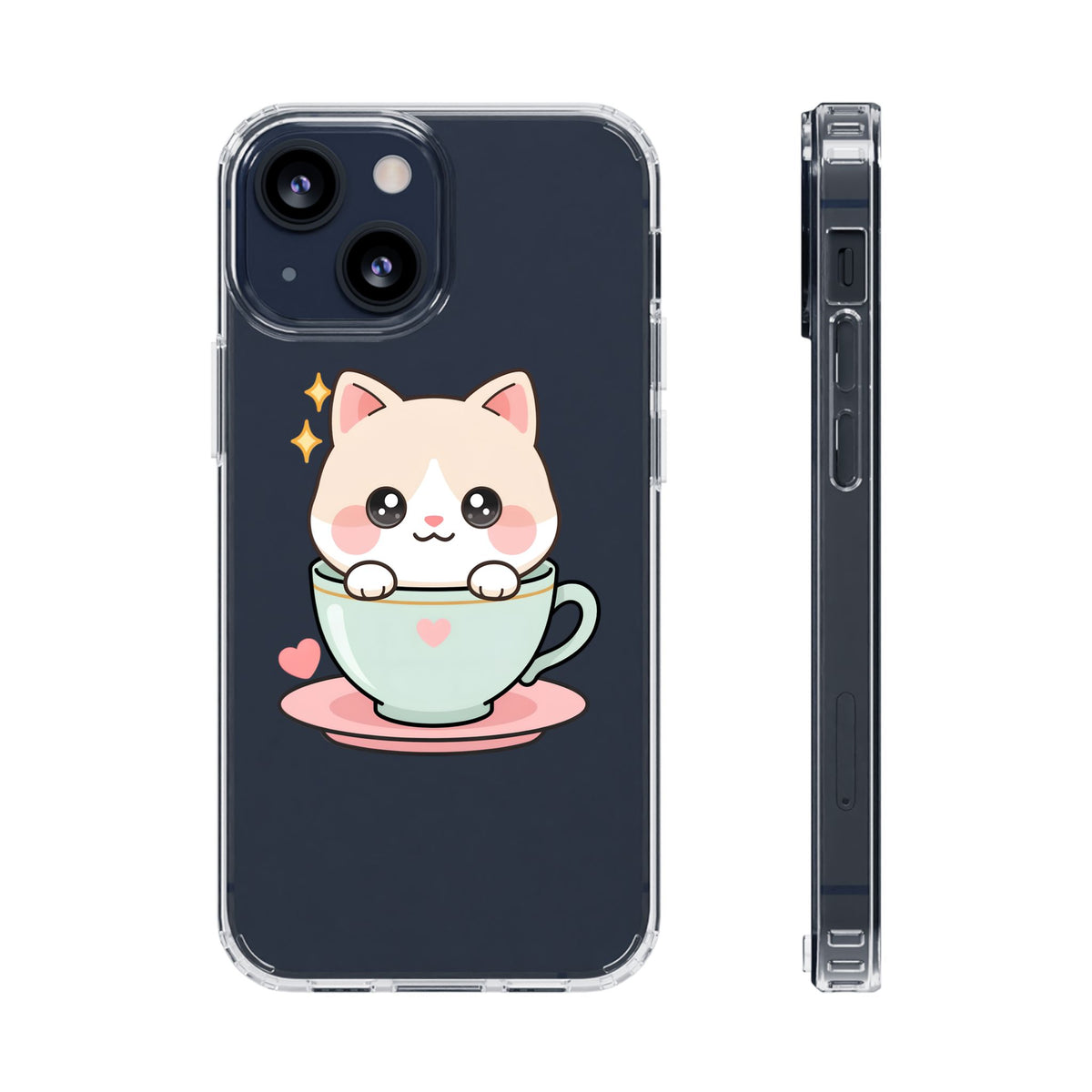 Kawaii Cat Phone Case, Cute Teacup Kitty Gift