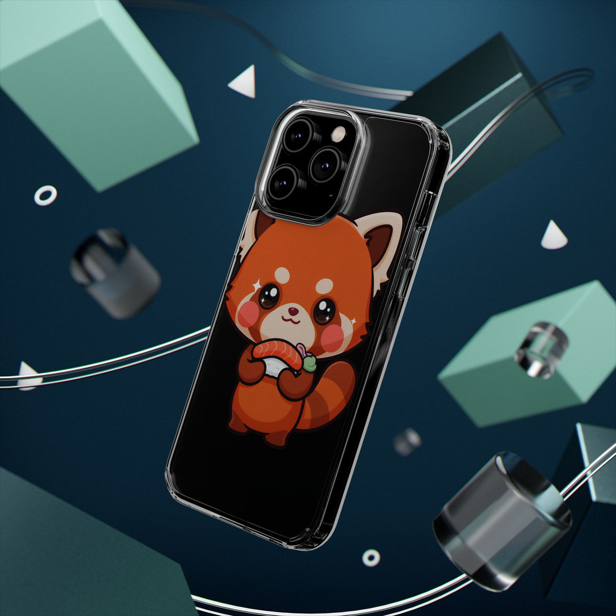 Red Panda Sushi Phone Case, Cute Kawaii Clear Case
