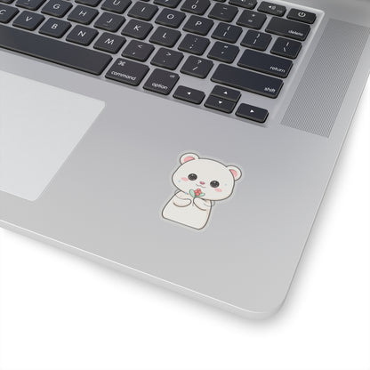 Kawaii Christmas Polar Bear Sticker with Mistletoe