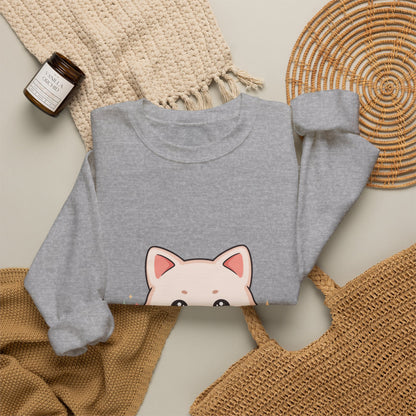 Kawaii Cat Sweatshirt, Cute Crescent Moon Kitten