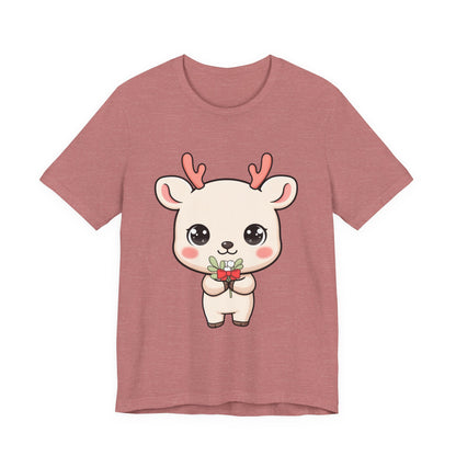 Kawaii Reindeer Christmas T-Shirt for Holiday Cheer