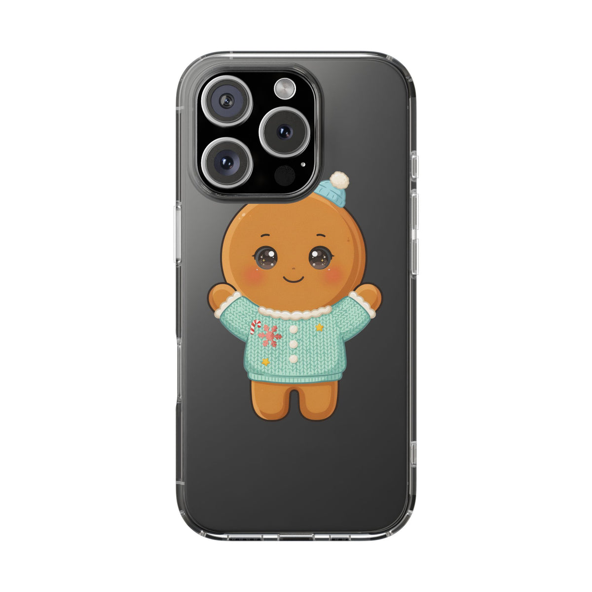 Kawaii Gingerbread Phone Case, Cute Christmas Sweater Cookie