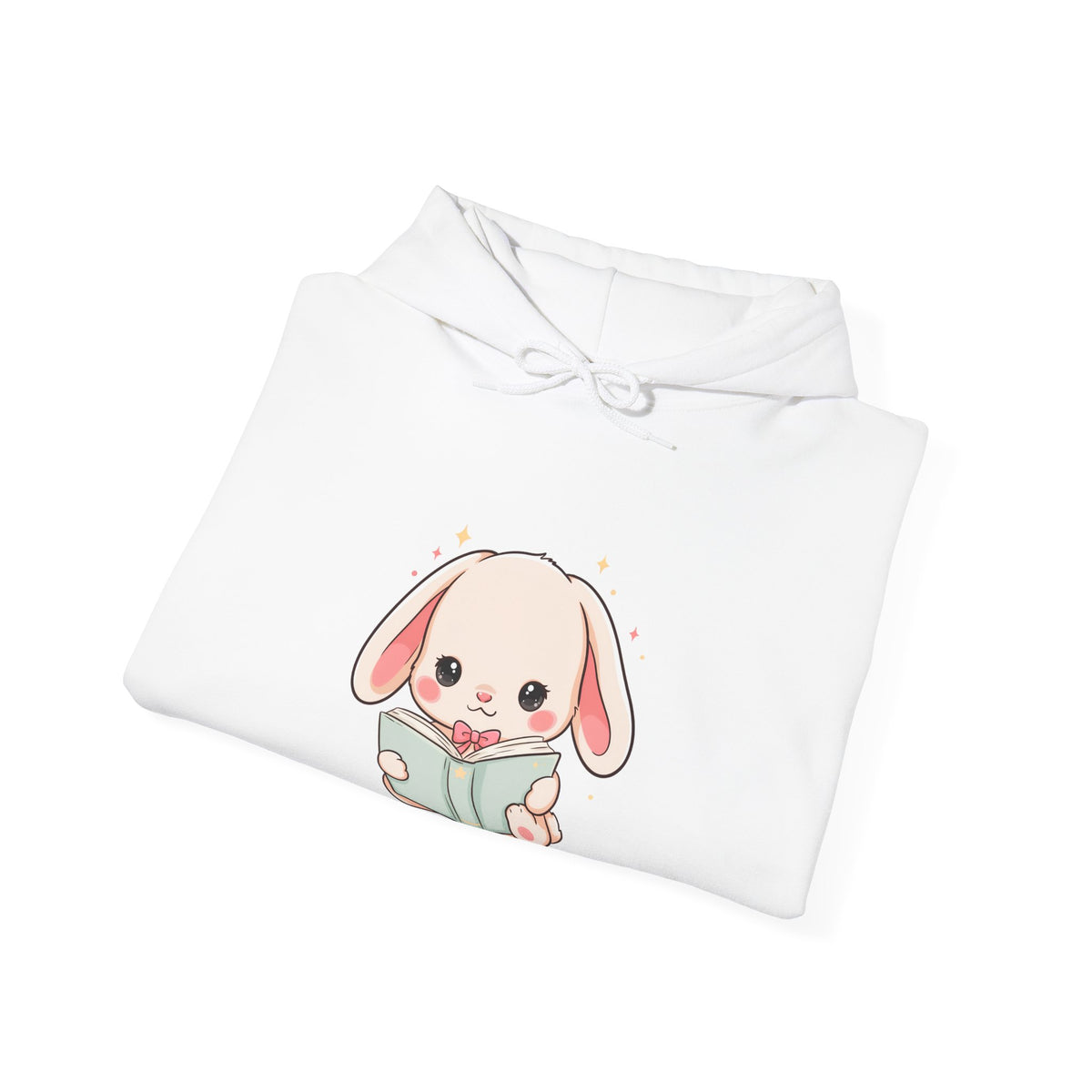 Kawaii Bunny Reading Hoodie for Book Lovers