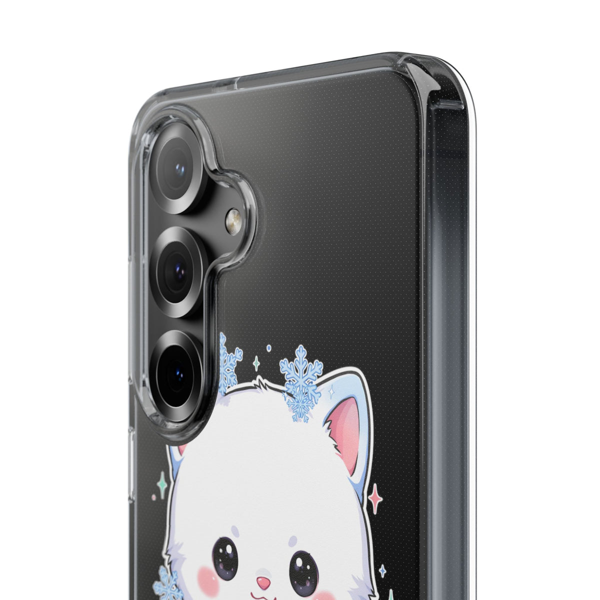 Kawaii Arctic Fox Phone Case, Cute Snowflake Clear Case