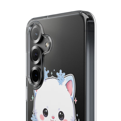 Kawaii Arctic Fox Phone Case, Cute Snowflake Clear Case
