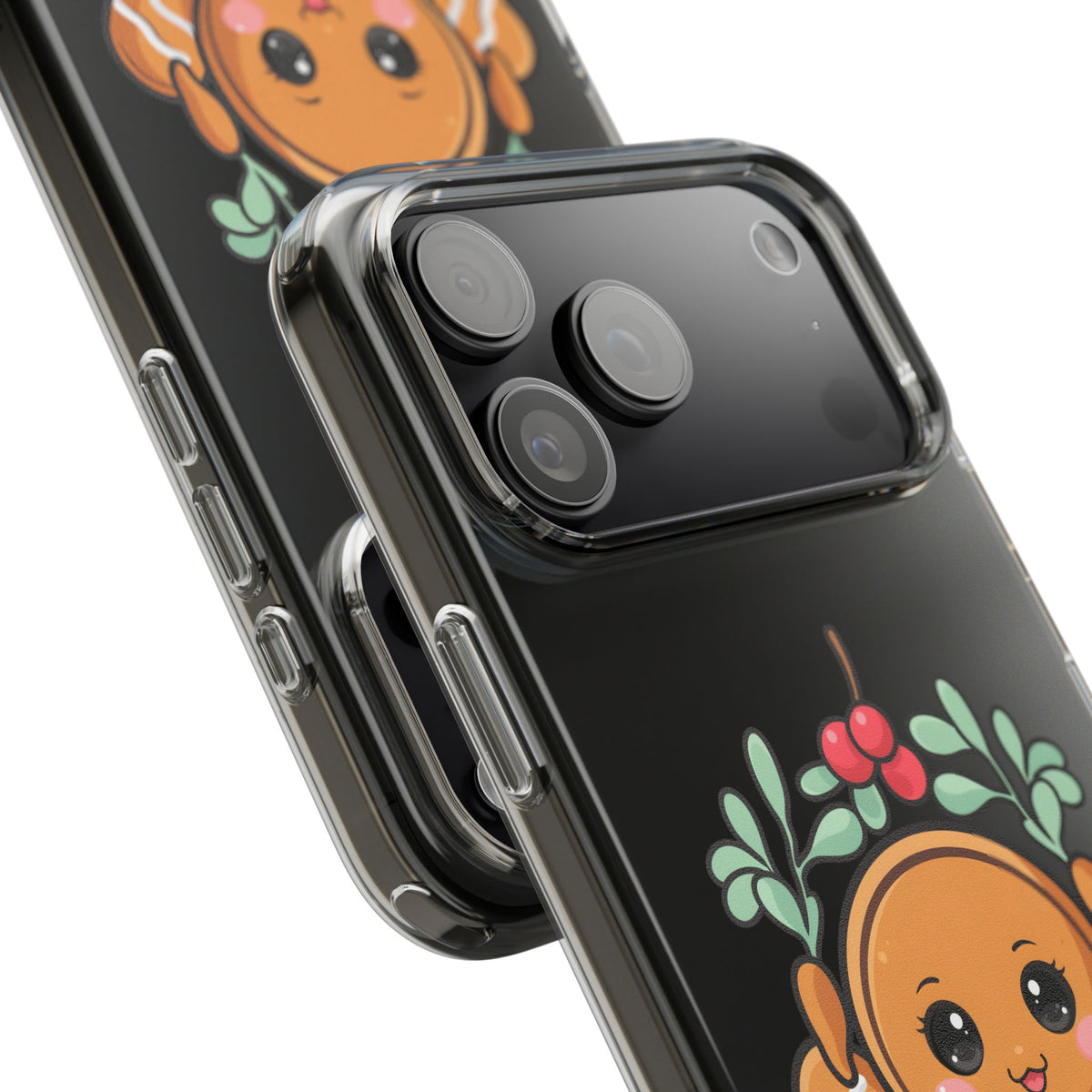 Kawaii Gingerbread Phone Case with Mistletoe Cheer