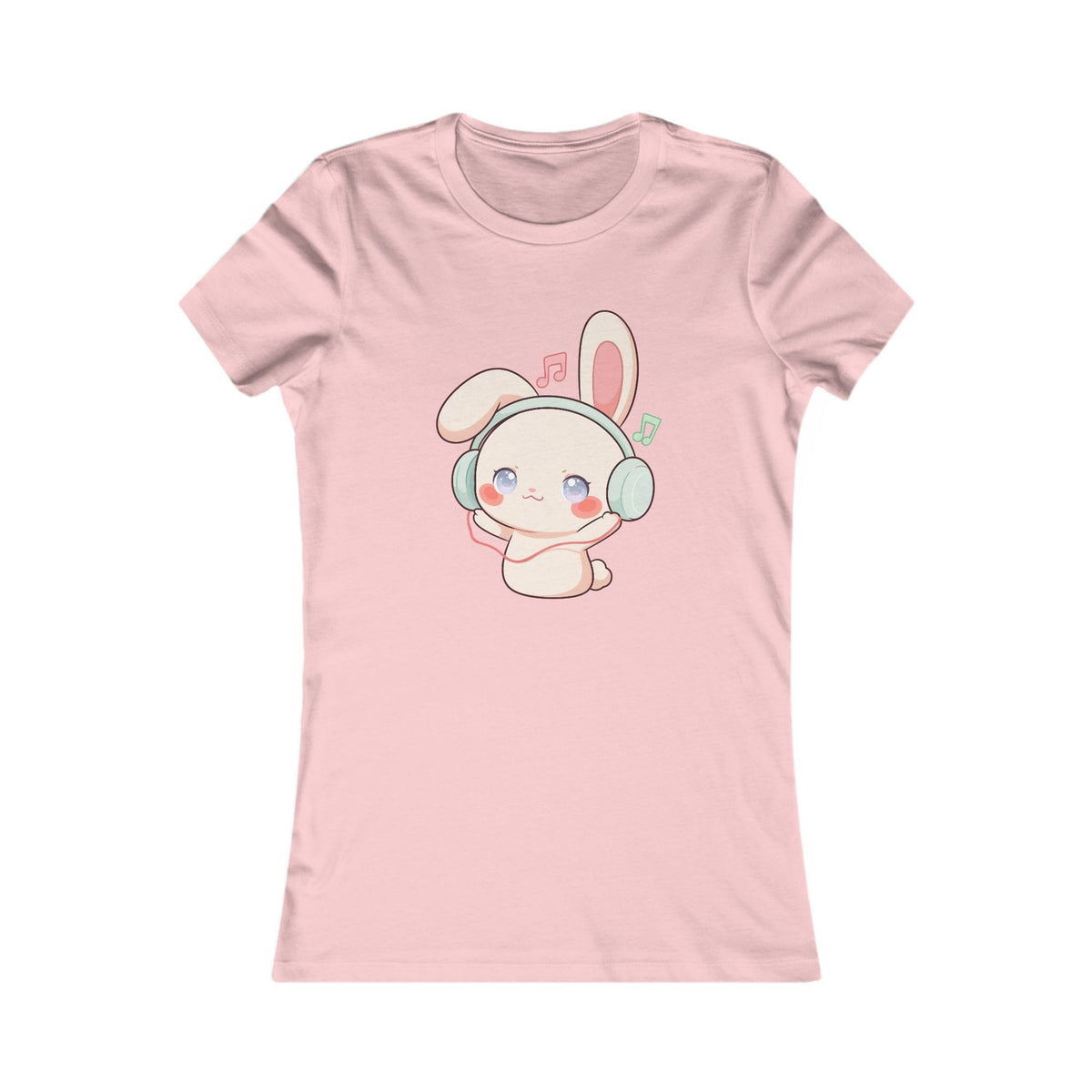 Kawaii Bunny Music Shirt for Women, Cute Headphone Rabbit Tee