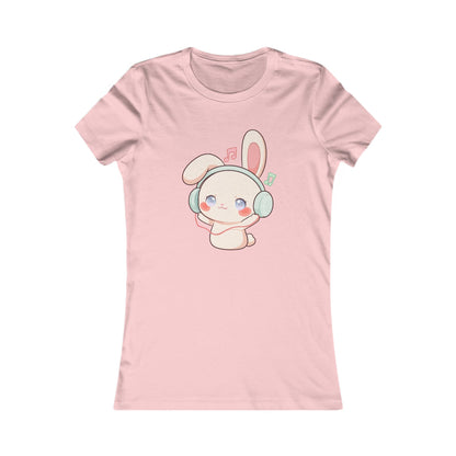 Kawaii Bunny Music Shirt for Women, Cute Headphone Rabbit Tee