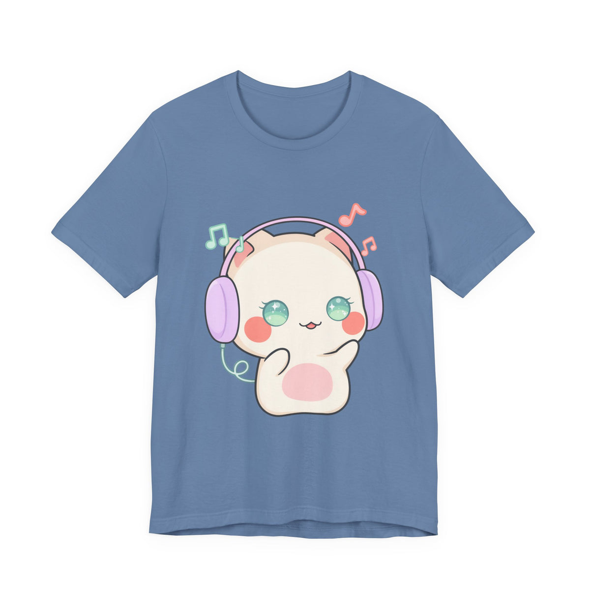 Kawaii Cat Music Lover T-Shirt, Cute Headphone Kitty Tee