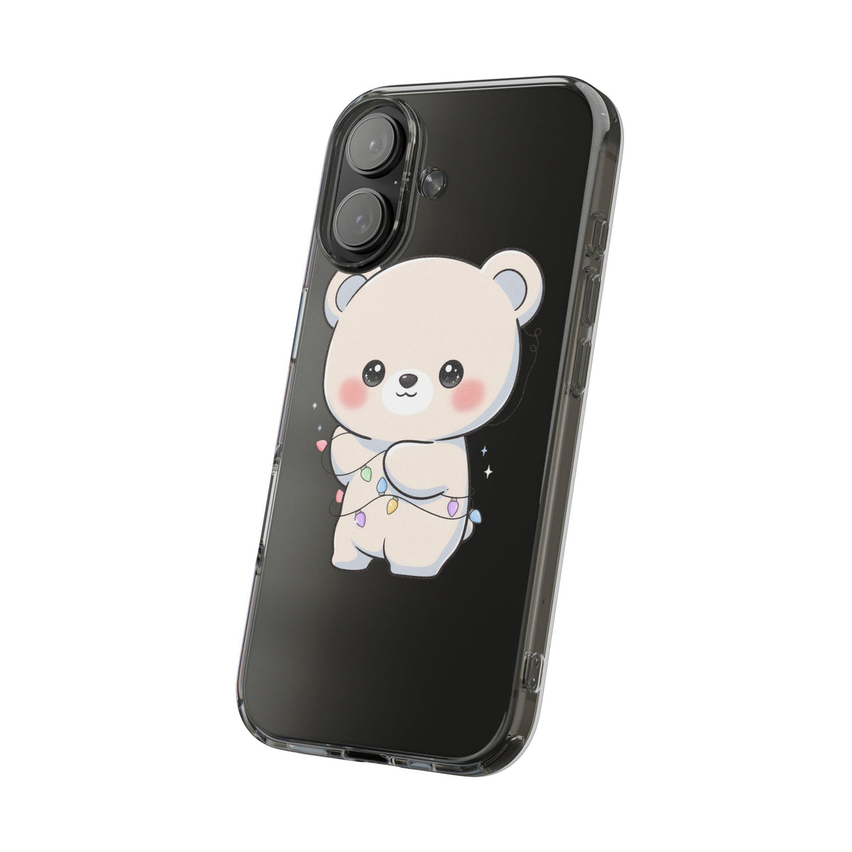 Kawaii Polar Bear Phone Case with Fairy Lights
