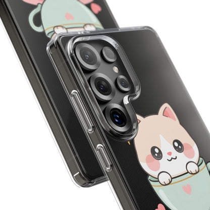 Kawaii Cat Phone Case, Cute Teacup Kitty Gift