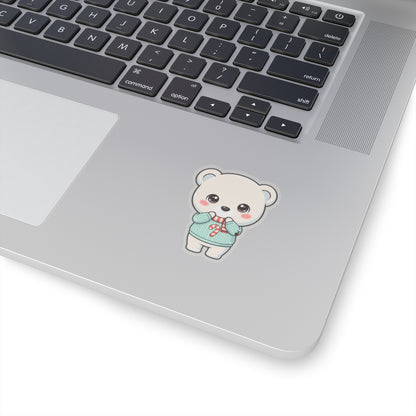 Kawaii Polar Bear Christmas Sticker for Cozy Holiday Cheer