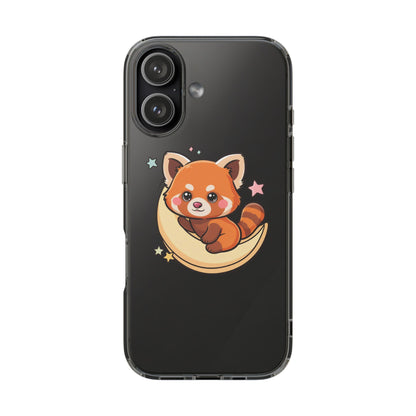 Red Panda Phone Case, Kawaii Moon Companion