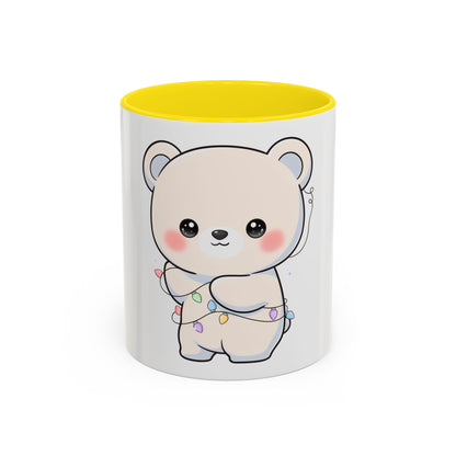 Kawaii Polar Bear Mug, Festive Holiday Gift