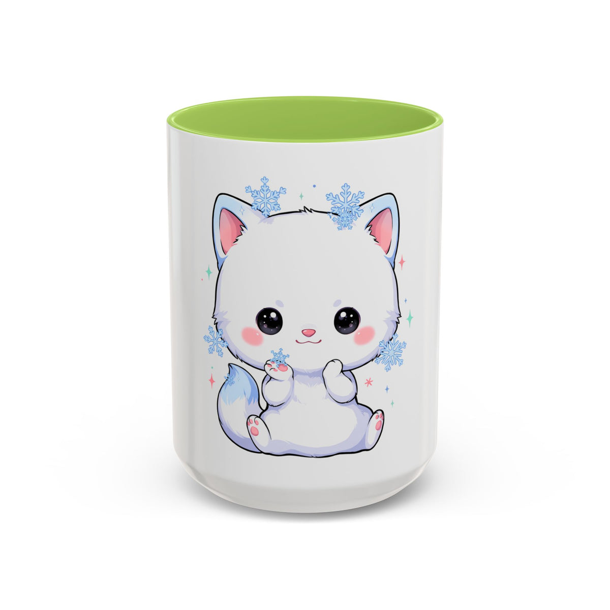 Kawaii Arctic Fox Accent Coffee Mug for Cozy Mornings