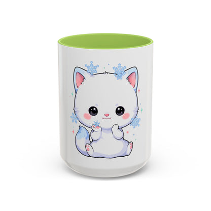 Kawaii Arctic Fox Accent Coffee Mug for Cozy Mornings