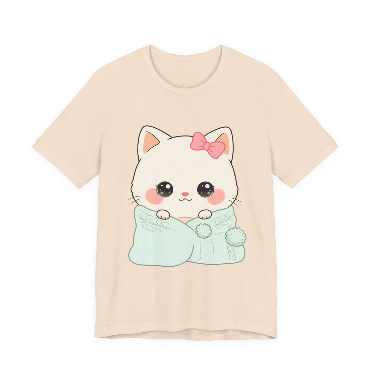 Kawaii Cat T-Shirt, Cozy Blanket Kitty for Cat Lovers