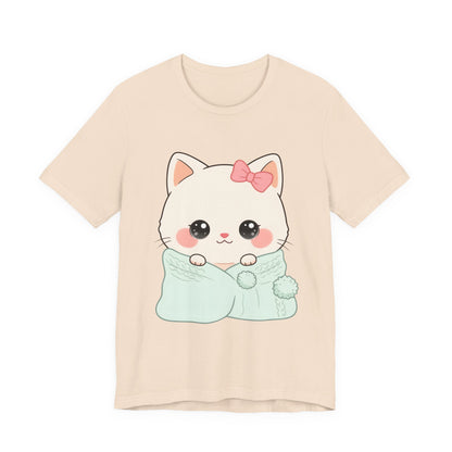 Kawaii Cat T-Shirt, Cozy Blanket Kitty for Cat Lovers