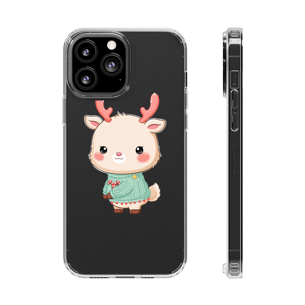 Kawaii Reindeer Clear Impact-Resistant Phone Case