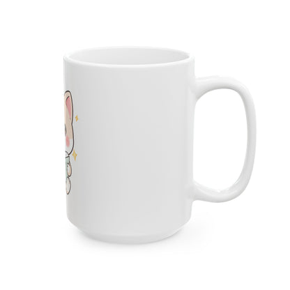 Kawaii Reading Cat Mug for Book Lovers