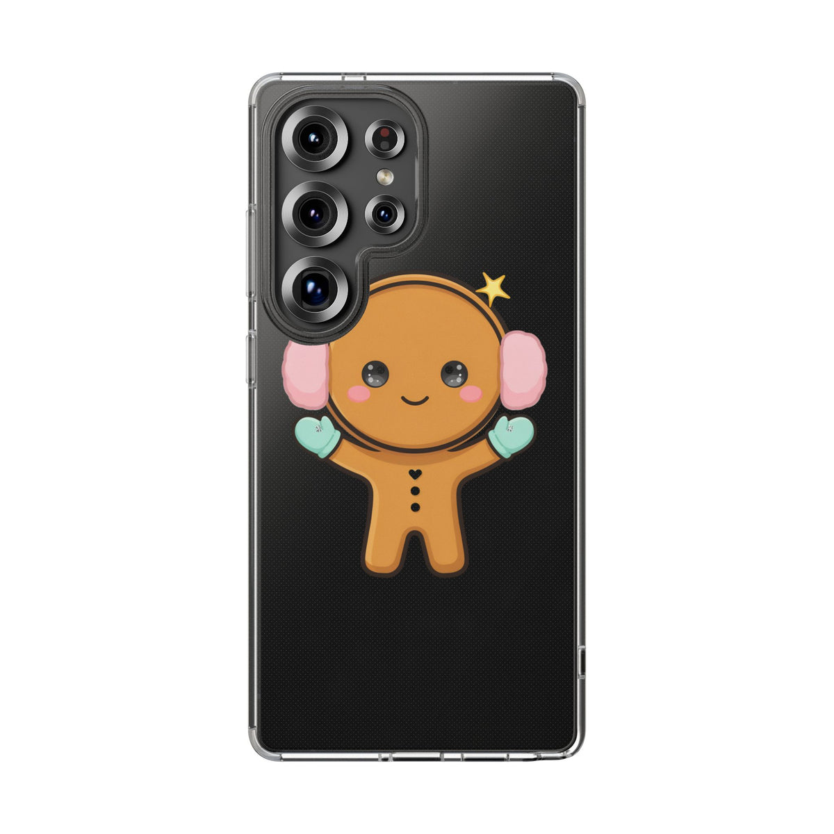 Kawaii Gingerbread Phone Case, Cute Winter Character