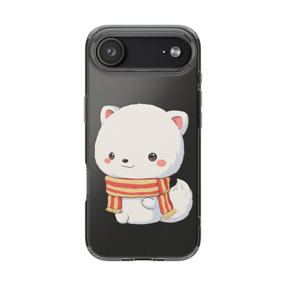 Kawaii Arctic Fox Phone Case, Cozy Christmas Scarf