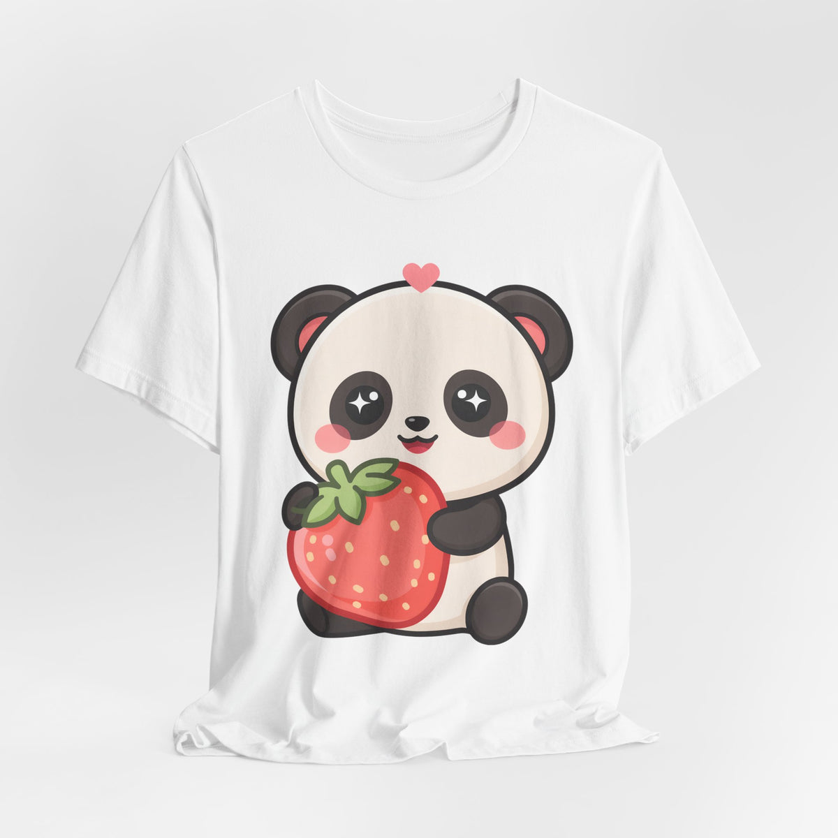 Kawaii Panda Strawberry T-Shirt – Sweet Chibi Animal Tee