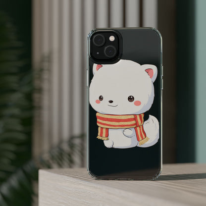 Kawaii Arctic Fox Phone Case, Cozy Christmas Scarf