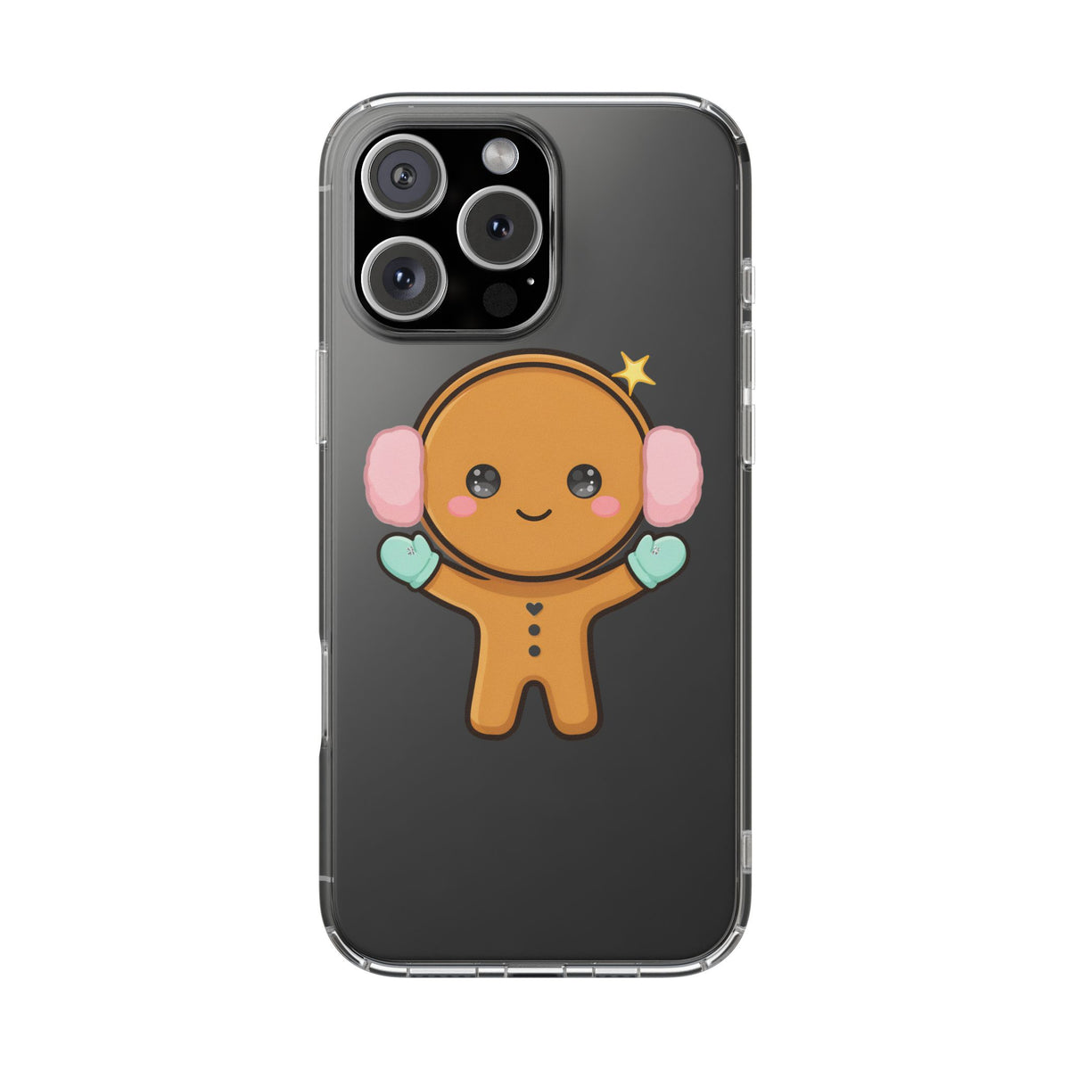Kawaii Gingerbread Phone Case, Cute Winter Character