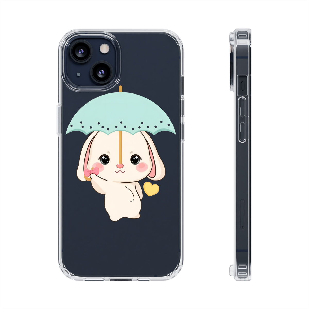 Kawaii Bunny Phone Case with Umbrella | Cute Clear Case