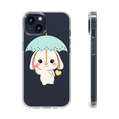 Kawaii Bunny Phone Case with Umbrella | Cute Clear Case