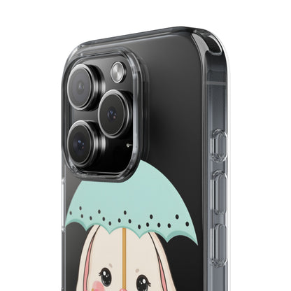 Kawaii Bunny Phone Case with Umbrella | Cute Clear Case