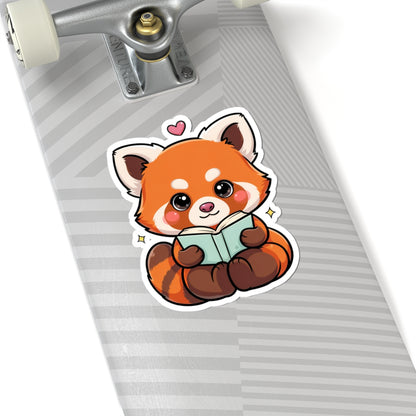 Reading Red Panda Kiss-Cut Sticker for Book Lovers