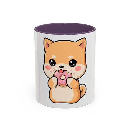 Shiba Inu Donut Mug, Kawaii Accent Coffee Mug