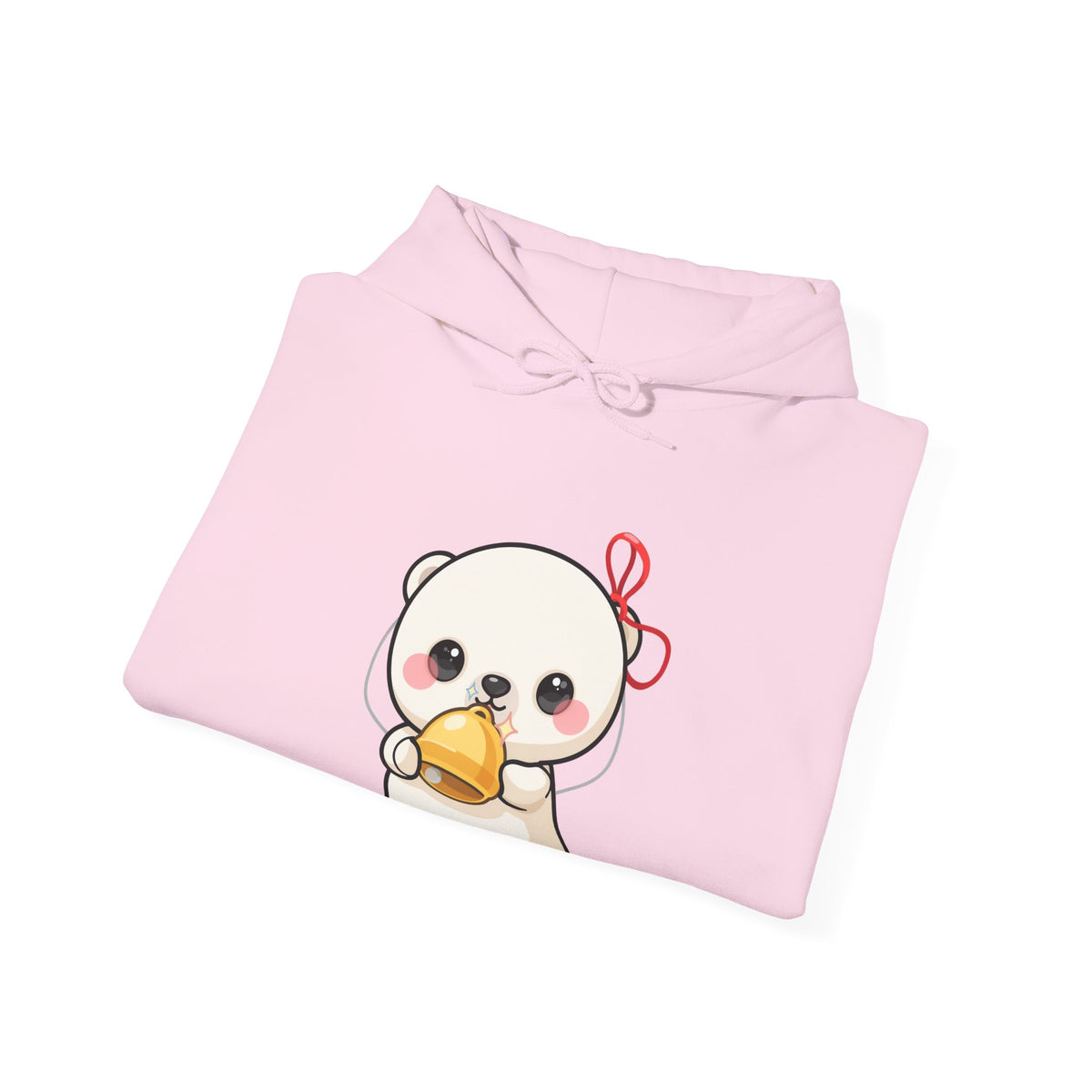 Kawaii Polar Bear Hoodie, Cute Jingle Bell Sweatshirt