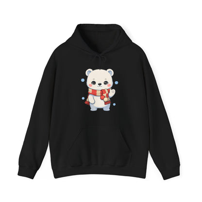 Kawaii Polar Bear Christmas Hoodie, Cozy Holiday Sweatshirt