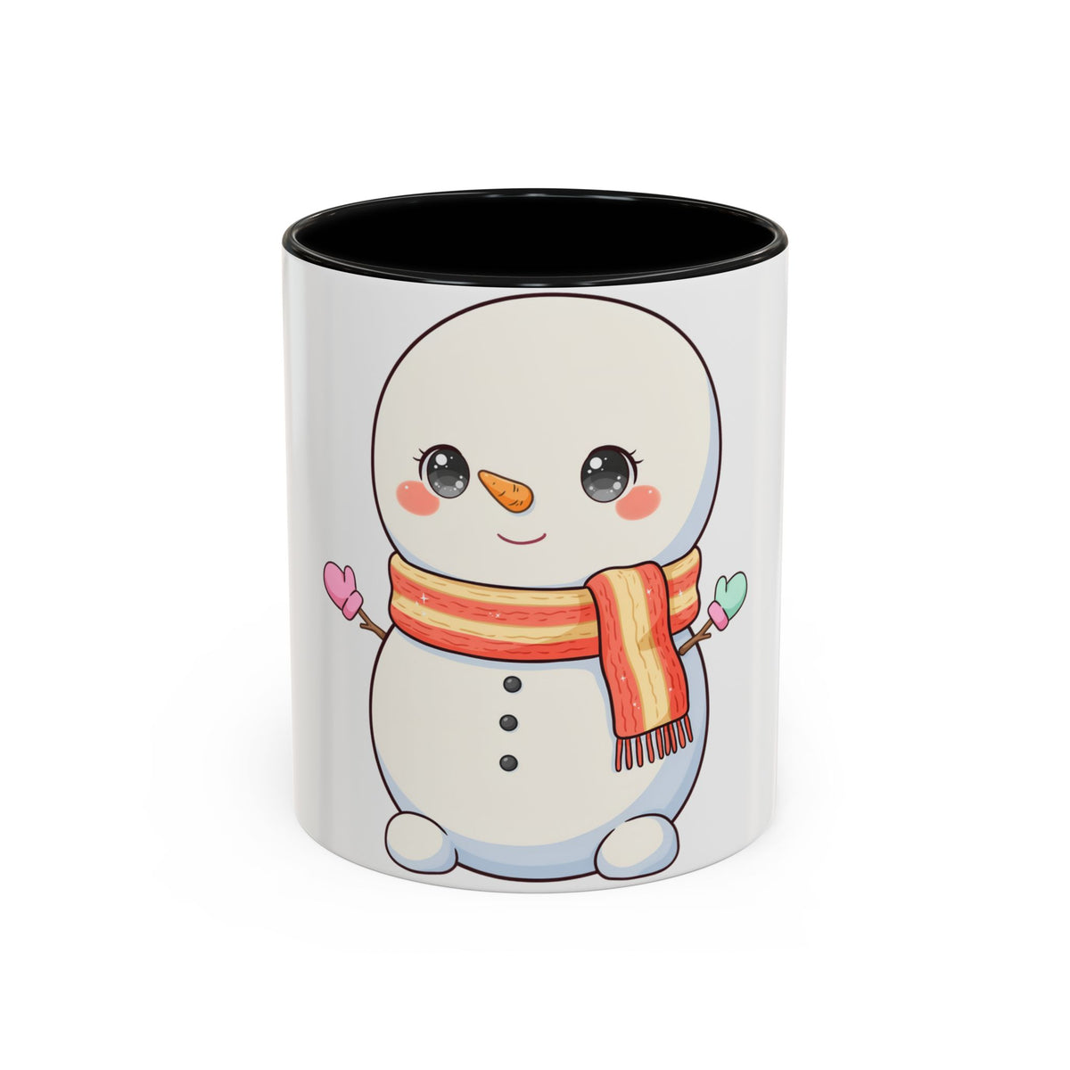 Kawaii Snowman Christmas Mug, Cute Holiday Accent Coffee Mug