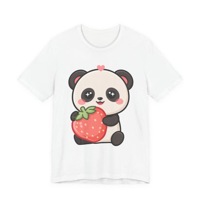 Kawaii Panda Strawberry T-Shirt – Sweet Chibi Animal Tee