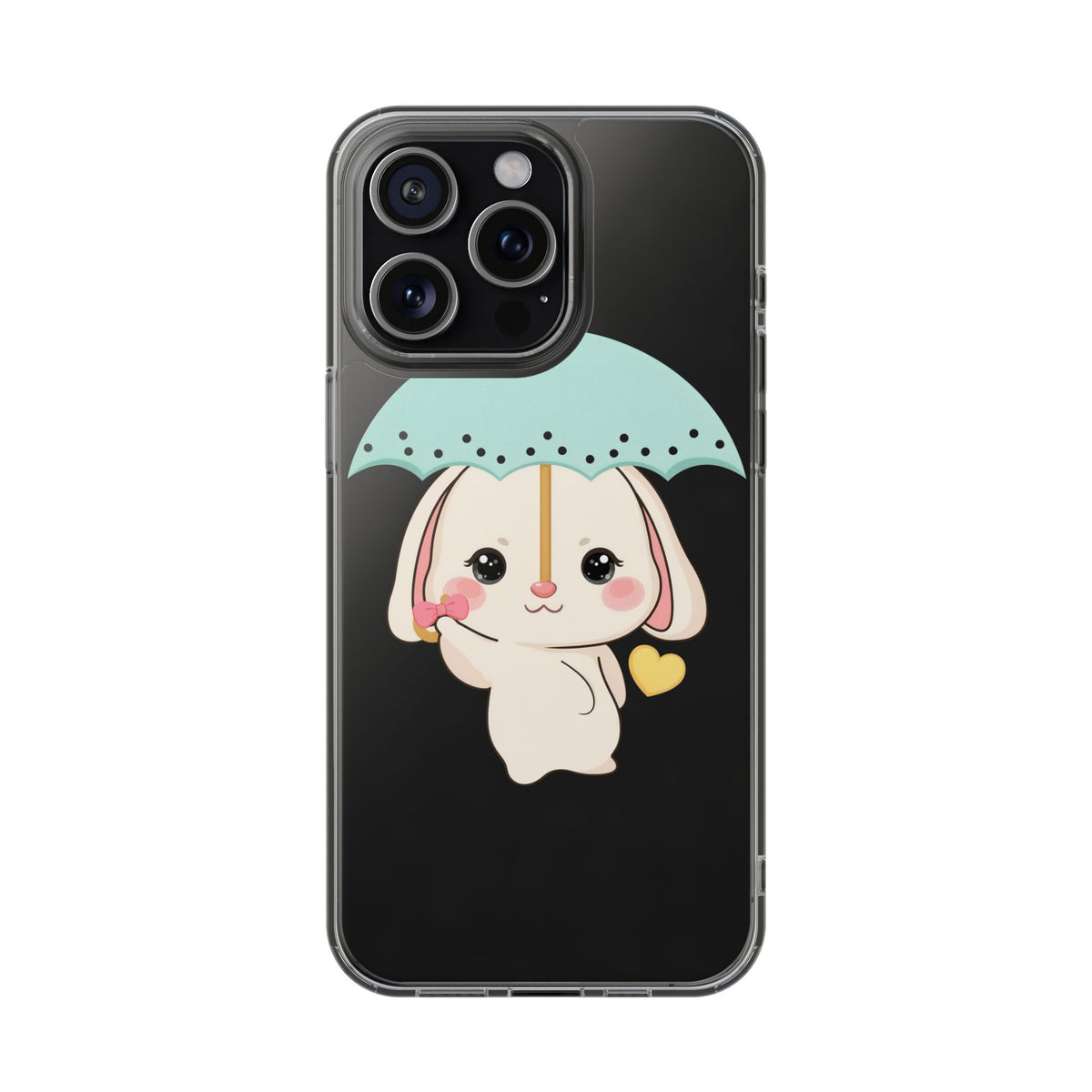 Kawaii Bunny Phone Case with Umbrella | Cute Clear Case