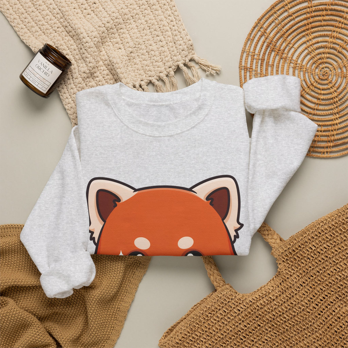 Red Panda Sushi Sweatshirt, Cute Kawaii Crewneck