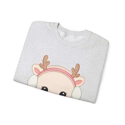 Kawaii Reindeer Sweatshirt, Cute Winter Crewneck