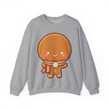 Gingerbread Man Sweatshirt, Cute Kawaii Christmas Crewneck