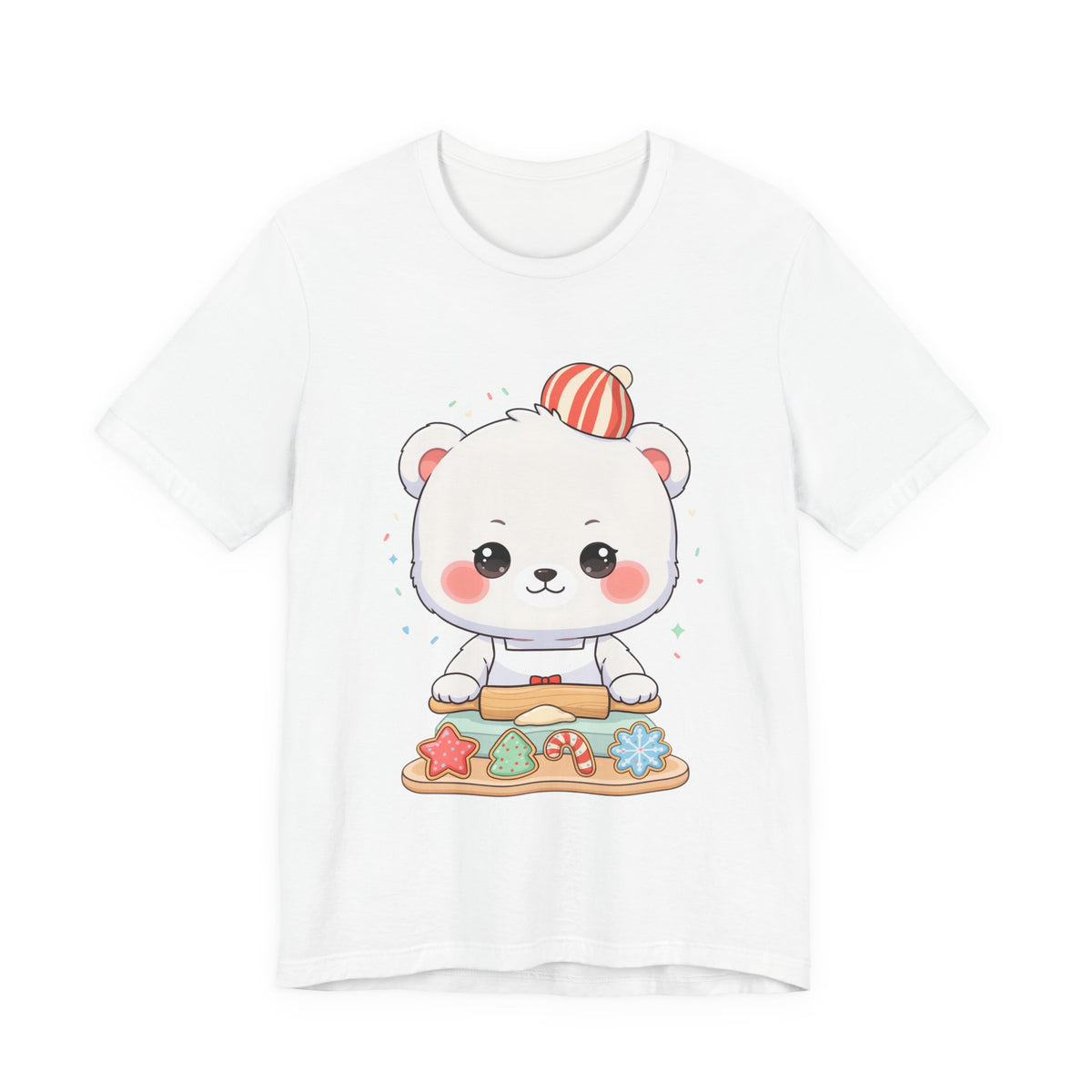 Christmas Cookie Baking Polar Bear Tee, Kawaii Holiday Shirt