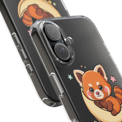 Red Panda Phone Case, Kawaii Moon Companion